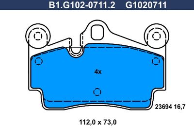 B1G10207112 GALFER Комплект тормозных колодок, дисковый тормоз