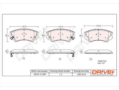 DP1010100399 Dr!ve+ Комплект тормозных колодок, дисковый тормоз