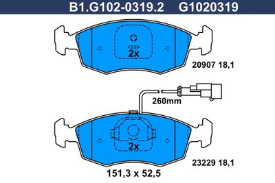 B1G10203192 GALFER Комплект тормозных колодок, дисковый тормоз
