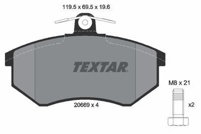 2066921 TEXTAR Комплект тормозных колодок, дисковый тормоз