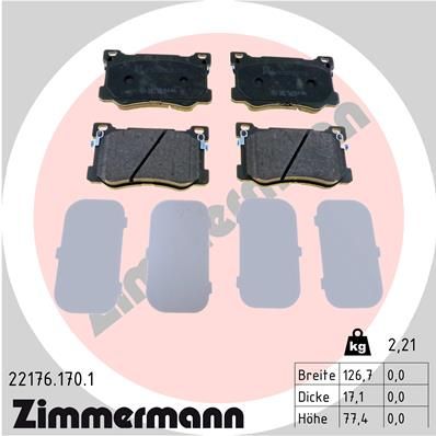 221761701 ZIMMERMANN Комплект тормозных колодок, дисковый тормоз