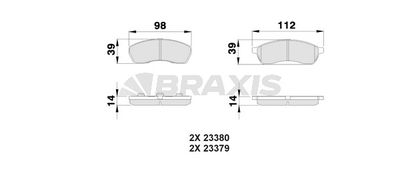 AB0522 BRAXIS Комплект тормозных колодок, дисковый тормоз