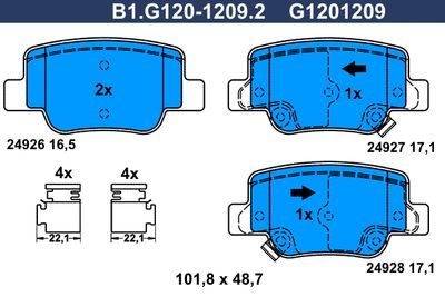 B1G12012092 GALFER Комплект тормозных колодок, дисковый тормоз