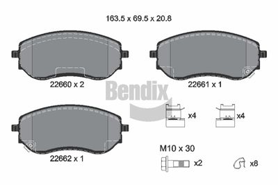BPD2461 BENDIX Braking Комплект тормозных колодок, дисковый тормоз