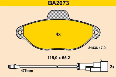 BA2073 BARUM Комплект тормозных колодок, дисковый тормоз