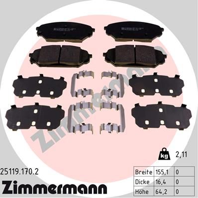 251191702 ZIMMERMANN Комплект тормозных колодок, дисковый тормоз