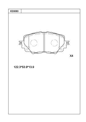 KD3083 ASIMCO Комплект тормозных колодок, дисковый тормоз