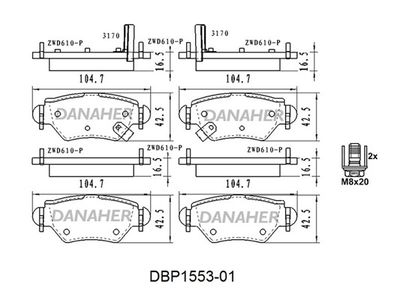 DBP155301 DANAHER Комплект тормозных колодок, дисковый тормоз