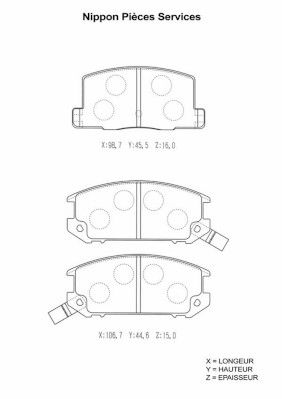 T361A04 NPS Комплект тормозных колодок, дисковый тормоз