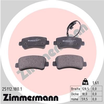 251121801 ZIMMERMANN Комплект тормозных колодок, дисковый тормоз