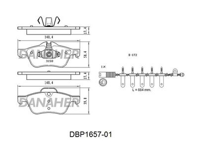 DBP165701 DANAHER Комплект тормозных колодок, дисковый тормоз