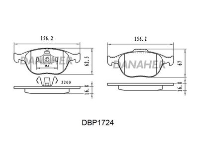 DBP1724 DANAHER Комплект тормозных колодок, дисковый тормоз