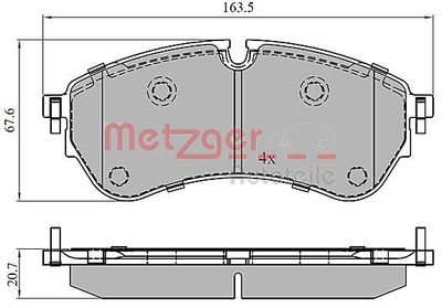 1170906 METZGER Комплект тормозных колодок, дисковый тормоз