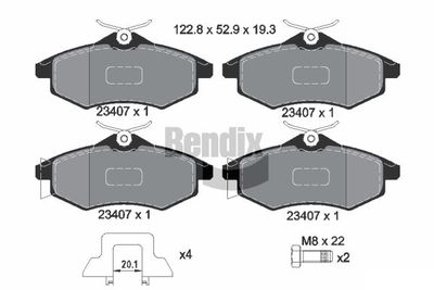 BPD1029 BENDIX Braking Комплект тормозных колодок, дисковый тормоз