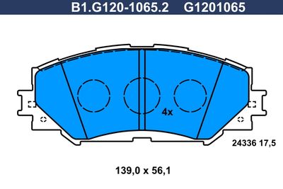 B1G12010652 GALFER Комплект тормозных колодок, дисковый тормоз