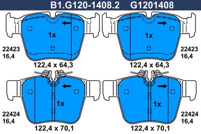 B1G12014082 GALFER Комплект тормозных колодок, дисковый тормоз