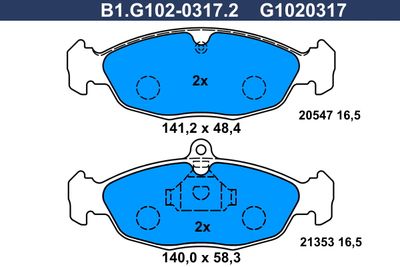 B1G10203172 GALFER Комплект тормозных колодок, дисковый тормоз