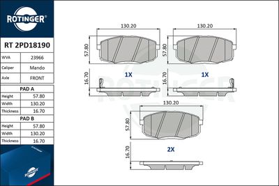 RT2PD18190 ROTINGER Комплект тормозных колодок, дисковый тормоз