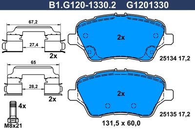 B1G12013302 GALFER Комплект тормозных колодок, дисковый тормоз