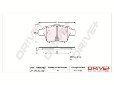 DP1010100894 Dr!ve+ Комплект тормозных колодок, дисковый тормоз