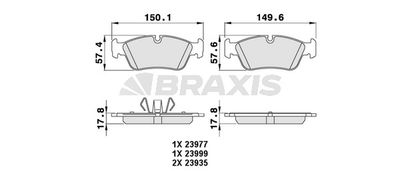 AA0221 BRAXIS Комплект тормозных колодок, дисковый тормоз