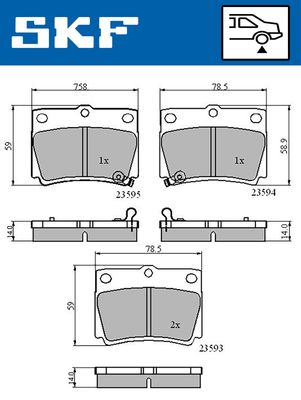 VKBP90640A SKF Комплект тормозных колодок, дисковый тормоз