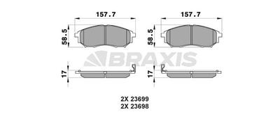 AB0104 BRAXIS Комплект тормозных колодок, дисковый тормоз