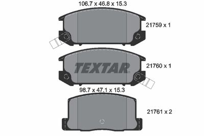 2175901 TEXTAR Комплект тормозных колодок, дисковый тормоз