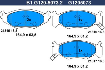 B1G12050732 GALFER Комплект тормозных колодок, дисковый тормоз