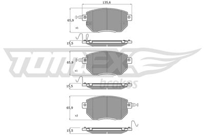 TX1939 TOMEX Brakes Комплект тормозных колодок, дисковый тормоз