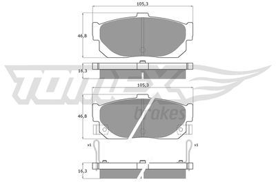 TX1159 TOMEX Brakes Комплект тормозных колодок, дисковый тормоз