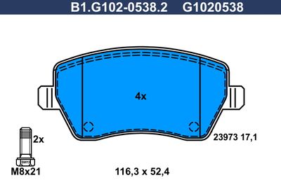 B1G10205382 GALFER Комплект тормозных колодок, дисковый тормоз