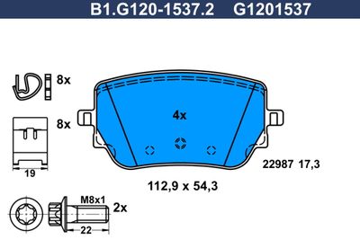 B1G12015372 GALFER Комплект тормозных колодок, дисковый тормоз