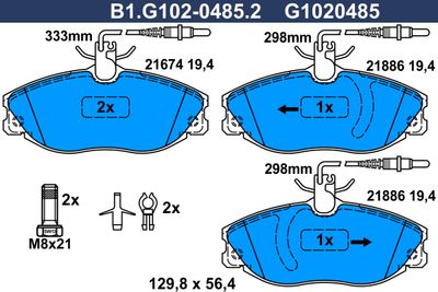 B1G10204852 GALFER Комплект тормозных колодок, дисковый тормоз