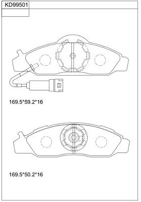 KD99501 ASIMCO Комплект тормозных колодок, дисковый тормоз