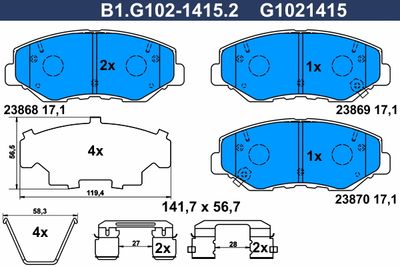 B1G10214152 GALFER Комплект тормозных колодок, дисковый тормоз