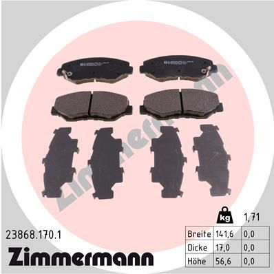 238681701 ZIMMERMANN Комплект тормозных колодок, дисковый тормоз