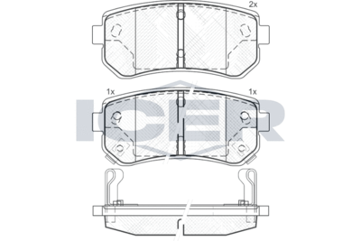 181712 ICER Комплект тормозных колодок, дисковый тормоз