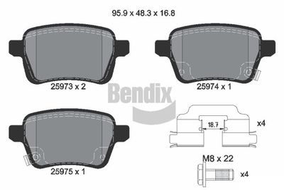 BPD1394 BENDIX Braking Комплект тормозных колодок, дисковый тормоз