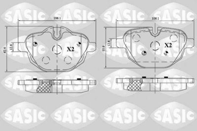 6216174 SASIC Комплект тормозных колодок, дисковый тормоз