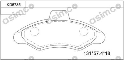 KD6785 ASIMCO Комплект тормозных колодок, дисковый тормоз