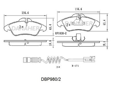 DBP9802 DANAHER Комплект тормозных колодок, дисковый тормоз