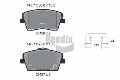 BPD2338 BENDIX Braking Комплект тормозных колодок, дисковый тормоз