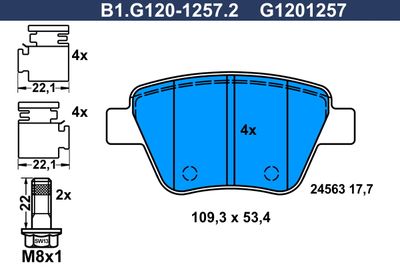 B1G12012572 GALFER Комплект тормозных колодок, дисковый тормоз