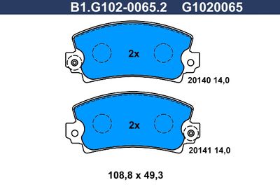 B1G10200652 GALFER Комплект тормозных колодок, дисковый тормоз