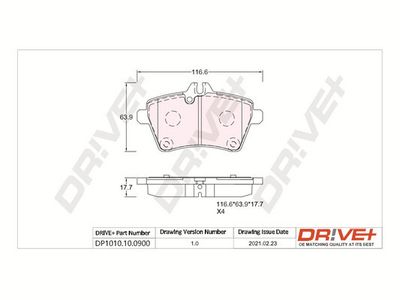 DP1010100900 Dr!ve+ Комплект тормозных колодок, дисковый тормоз