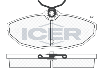 181562 ICER Комплект тормозных колодок, дисковый тормоз