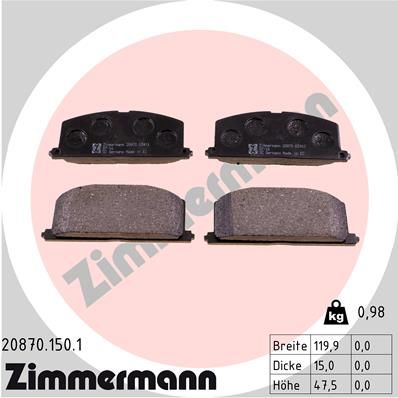 208701501 ZIMMERMANN Комплект тормозных колодок, дисковый тормоз