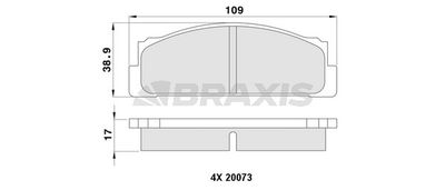 AA0401 BRAXIS Комплект тормозных колодок, дисковый тормоз