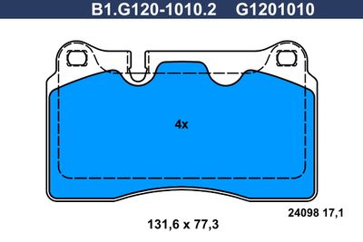 B1G12010102 GALFER Комплект тормозных колодок, дисковый тормоз